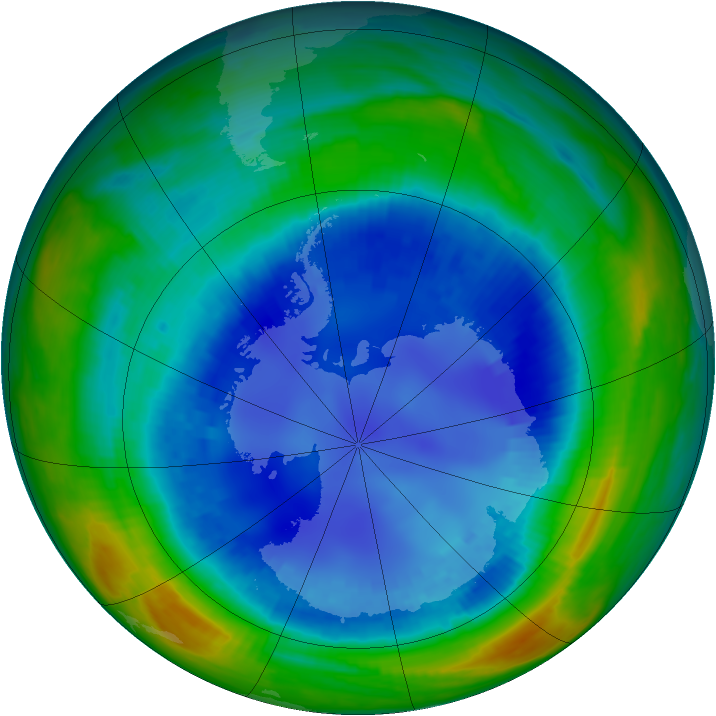 Antarctic ozone map for 22 August 1999
